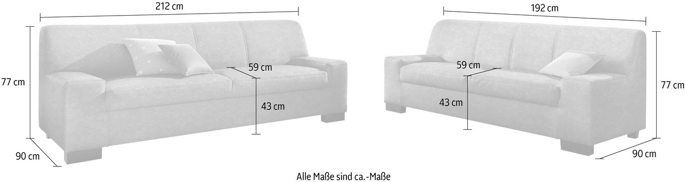 DOMO collection Polstergarnitur Norma Top,elegant und modern, flache Armlehnen, (Set), bestehend aus einem 2-Sitzer und einem 3-Sitzer – Bild 4 von 5