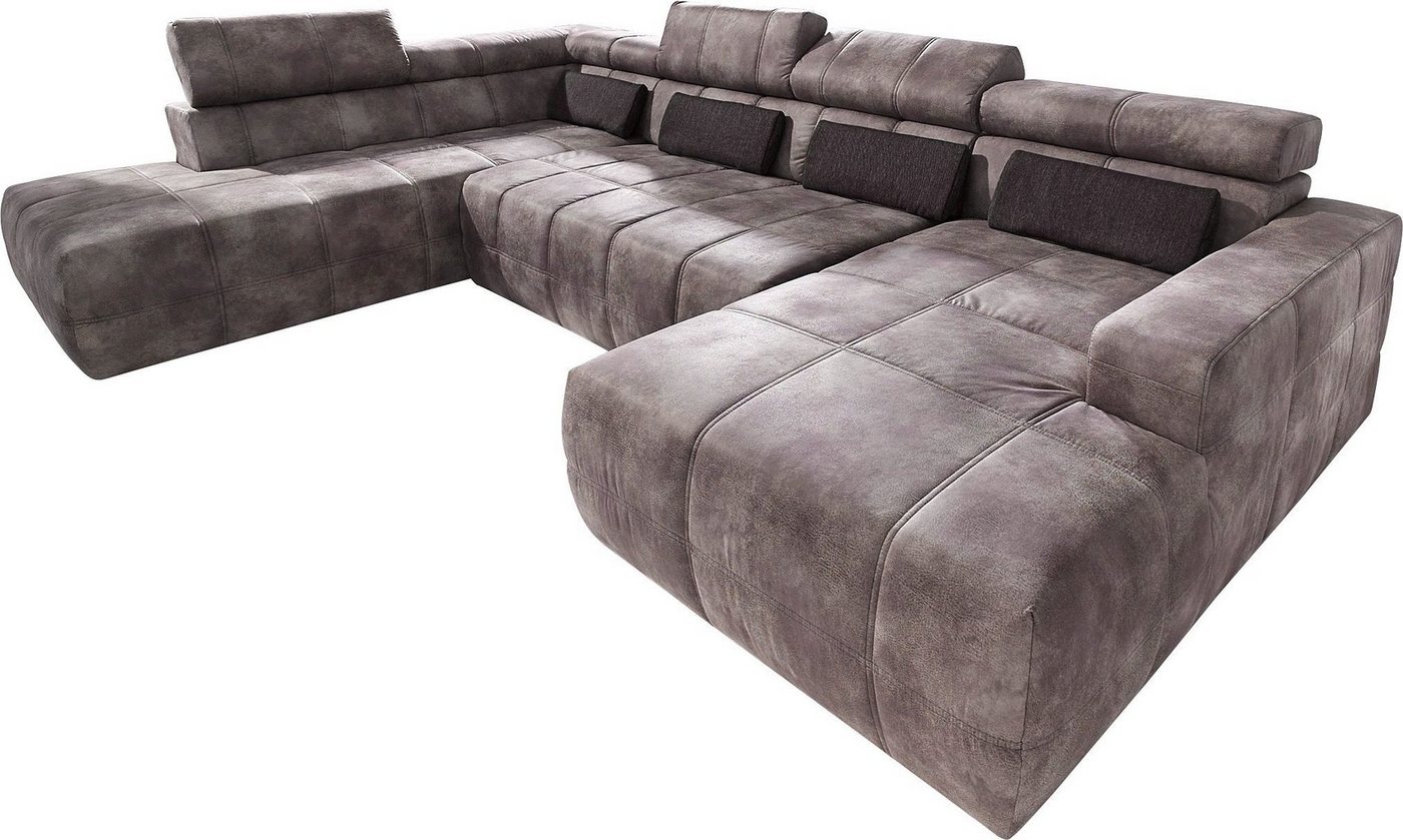 DOMO collection Wohnlandschaft BRANDON whlw. mit Sitztiefenverstellung, whlw. Nierenkissen, mit Kopfteilverstellung, wahlweise Sitztiefenverstellung, U-Form – Bild 3 von 5