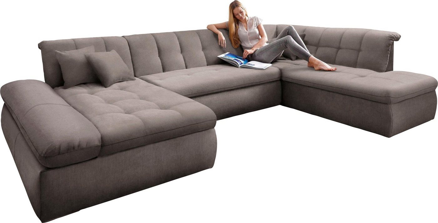 DOMO collection Wohnlandschaft NMORIC im XXL-Format, 353x216x80 cm, inkl. Zierkissen U-Form, wahlweise mit Bettfunktion und Armlehnenverstellung – Bild 2 von 5