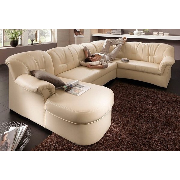 DOMO collection Wohnlandschaft Papenburg, zeitlose Rückensteppung, bequem, U-Form, Breite 297cm, in großer Farbvielfalt, wahlweise mit Bettfunktion