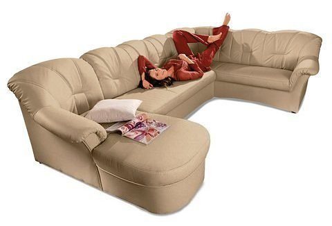 DOMO collection Wohnlandschaft Papenburg, zeitlose Rückensteppung, bequem, U-Form, Breite 297cm, in großer Farbvielfalt, wahlweise mit Bettfunktion – Bild 2 von 5