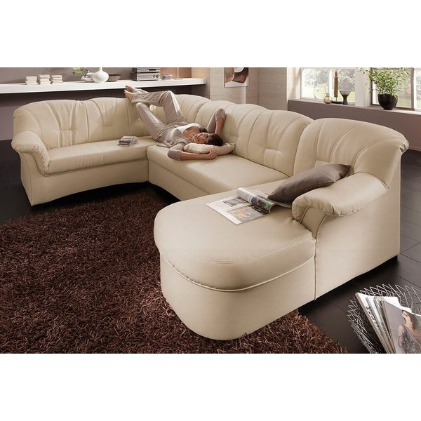DOMO collection Wohnlandschaft Papenburg, zeitlose Rückensteppung, bequem, U-Form, Breite 297cm, in großer Farbvielfalt, wahlweise mit Bettfunktion