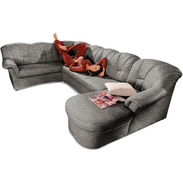 DOMO collection Wohnlandschaft Papenburg, zeitlose Rückensteppung, bequem, U-Form, Breite 297cm, in großer Farbvielfalt, wahlweise mit Bettfunktion