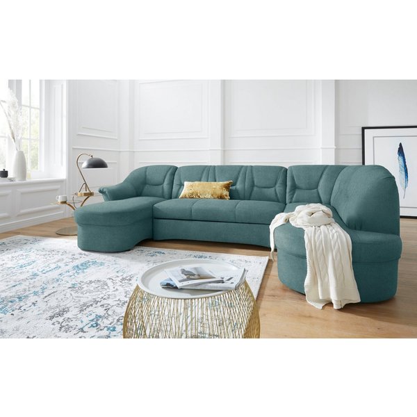 DOMO collection Wohnlandschaft SARAFINA 295x83x180 cm, auch mit Federkern für mehr Sitzkomfort!, whlw. mit Bettfunktion, elegantes Design, U-Form