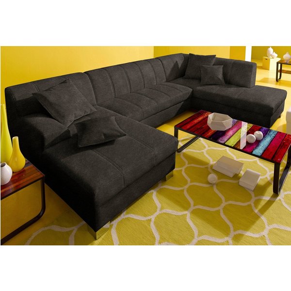 DOMO collection Wohnlandschaft TURAH 297x195x75 cm, moderne Steppung, viel Platz, bequem, whlw. mit Bettfunktion, U-Form