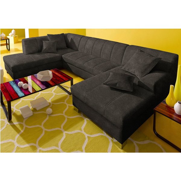 DOMO collection Wohnlandschaft TURAH 297x195x75 cm, moderne Steppung, viel Platz, bequem, whlw. mit Bettfunktion, U-Form