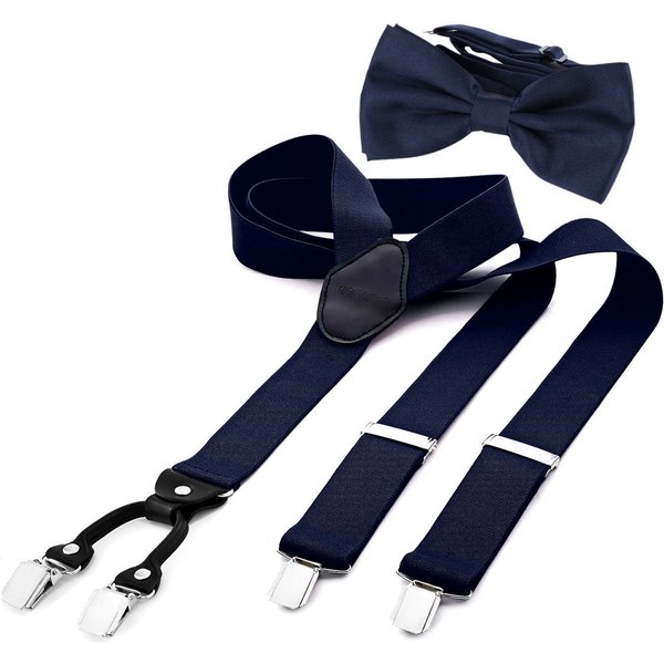 DonDon Hosenträger 3,5 cm breit (2er Set, 2-St., Hosenträger mit farblich passender Fliege) 2er Set, Hosenträger Y-Form, farblich passende Fliege