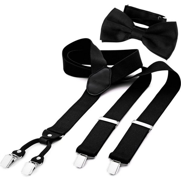 DonDon Hosenträger 3,5 cm breit (2er Set, 2-St., Hosenträger mit farblich passender Fliege) 2er Set, Hosenträger Y-Form, farblich passende Fliege