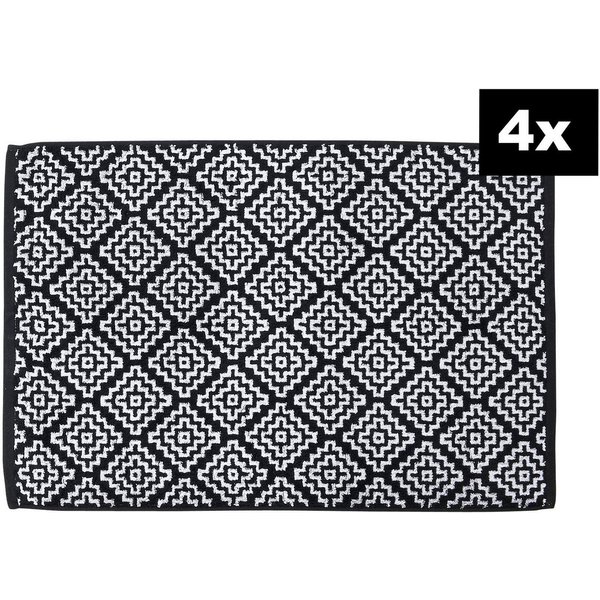 done.® Badematte DAILY SHAPES Boho 4er-Set, Höhe 5 mm, fußbodenheizungsgeeignet, Baumwolle, rechteckig, Badvorleger aus 100% Baumwolle, Jacquardgewebt