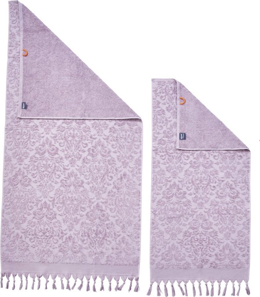 done.® Handtuch Set Provence Ornaments, Walkfrottier (Set, 4-St), Uni-Farben, Ornamente, mit Fransen – Bild 2 von 3