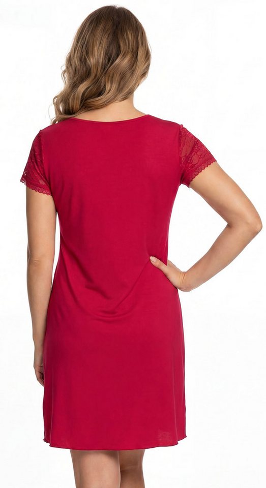 Donna Nachthemd Elena (Set, 1-tlg., 1-teilig) Damen Sleepshirt ca.90cm Schlafshirt Viskose Kurzarm Spitze – Bild 2 von 5