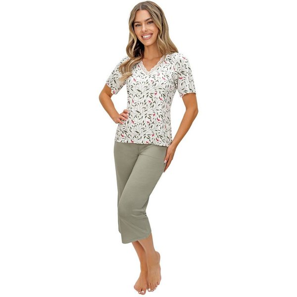 Donna Schlafanzug Melisa (Set, 2 tlg., 2-teilig) Damen Pyjama 2-teilig Schlafanzug 3/4 Hose Kurzarm Viskose Sommer