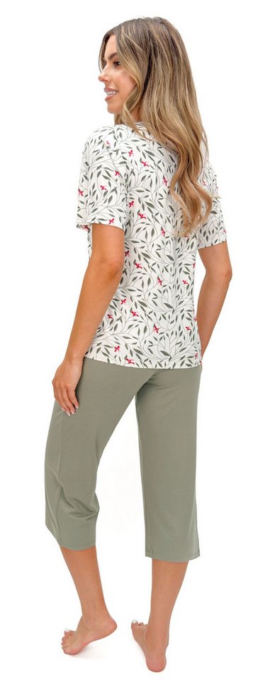 Donna Schlafanzug Melisa (Set, 2 tlg., 2-teilig) Damen Pyjama 2-teilig Schlafanzug 3/4 Hose Kurzarm Viskose Sommer – Bild 2 von 5
