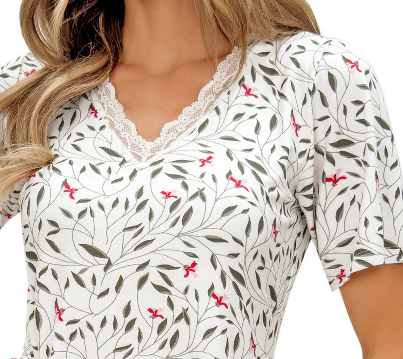 Donna Schlafanzug Melisa (Set, 2 tlg., 2-teilig) Damen Pyjama 2-teilig Schlafanzug 3/4 Hose Kurzarm Viskose Sommer – Bild 3 von 5
