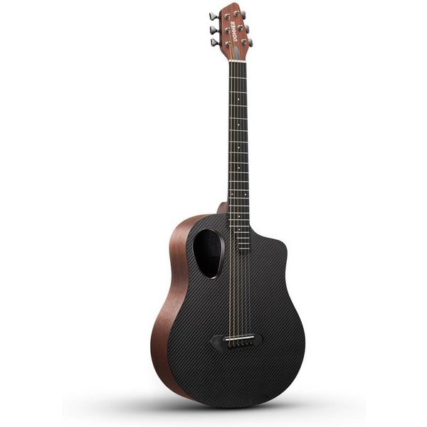 Donner Akustikgitarre 38" Carbonfaser Reisegitarre, Warmes Klangbild RISING-G1, Komplettset, Gigbag, Gurt, Stimmgerät, für Anfänger in voller Größe komplettes A