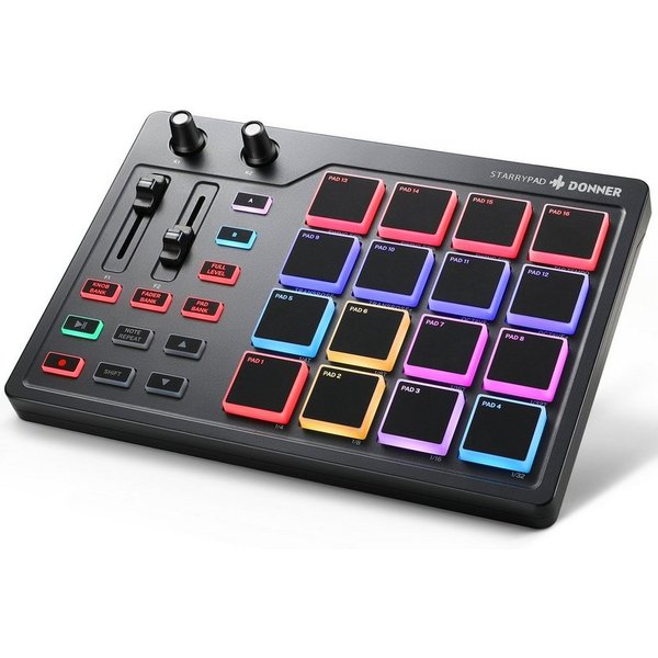 Donner DJ Controller DJ Controller Midi Pad Controller DPD-16, Leicht und leistungsstark