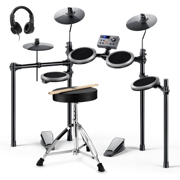 Donner E-Drum Kinder Elektronisches Schlagzeug Set Leises Mesh Pads DED-70,Komplettset, Kopfhörer Sticks Drumhocker, für Anfänger Kinder von 4-14 Jahren mit Kop