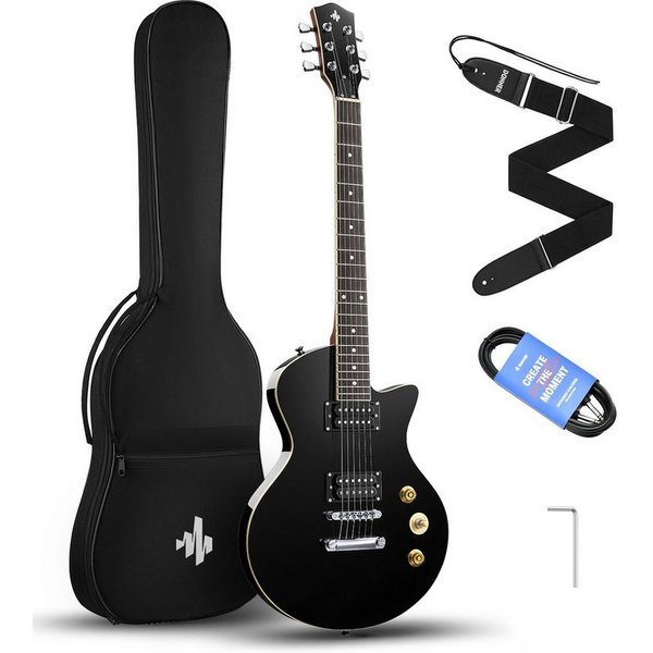 Donner E-Gitarre 39" Solid Body H-H Pickups Gitarren für Rock, Blues, Pop &Punk DSC-128, Gitarrenkoffer, Gurt, Kabel, Gitarrenkoffer, Gurt, Kabel, Solid Body Fü