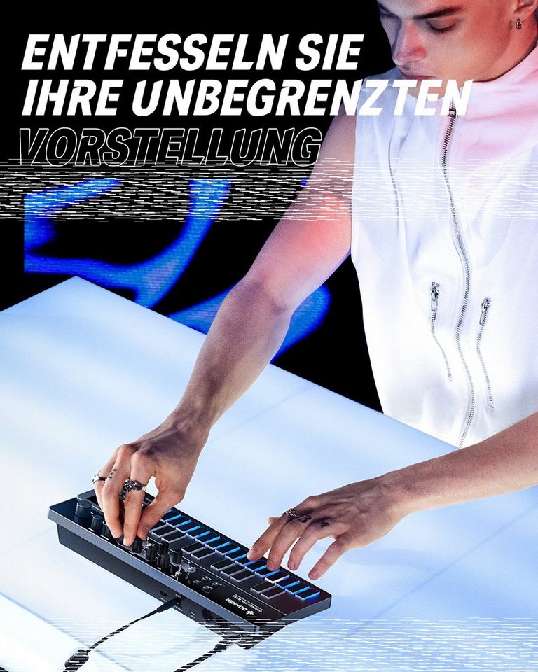 Donner Synthesizer Analoger Bass-Synthesizer und Sequenzer Essential B1, intuitiver Benutzeroberfläche,128 Musterspeicher – Bild 4 von 5