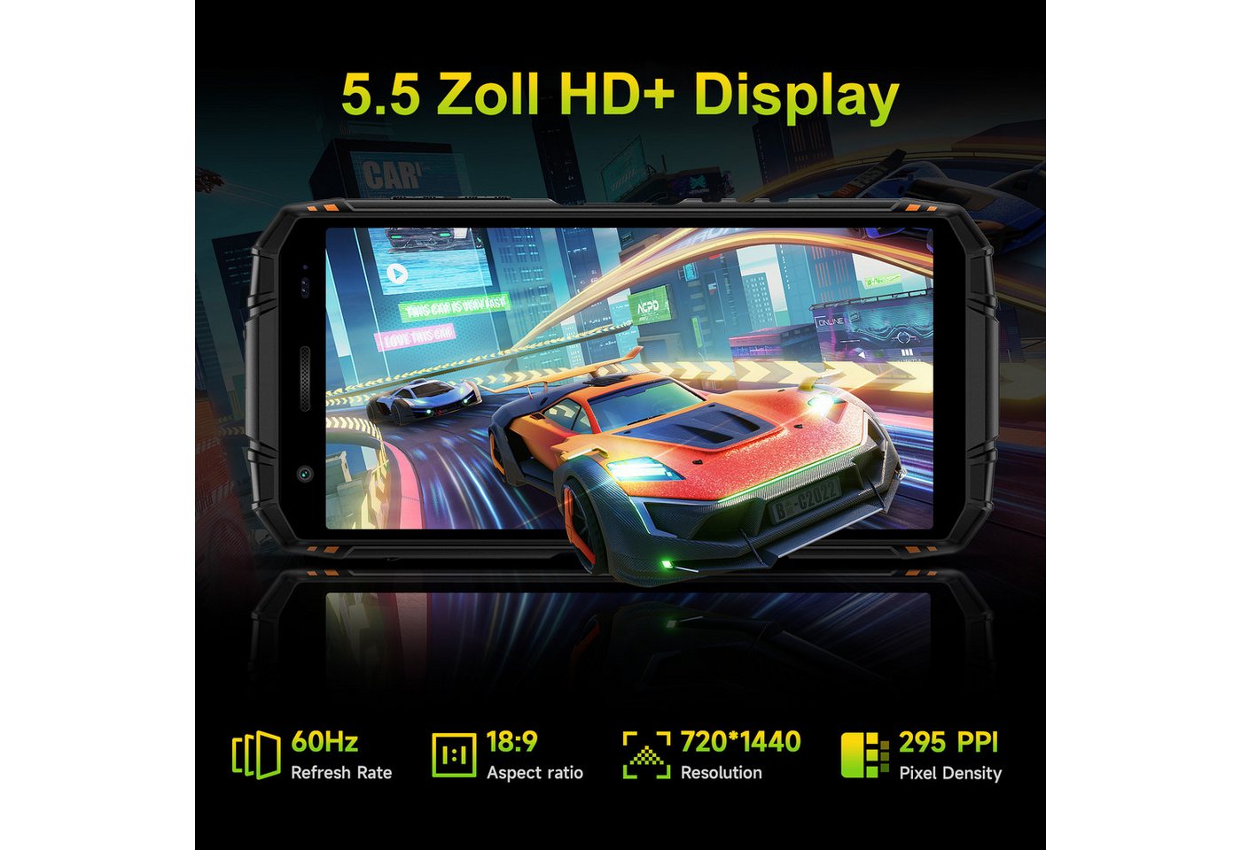 DOOGEE Fire 3 Pro 16GB RAM+128GB ROM Android 15 Outdoor Smartphone (13,96 cm/5.5 Zoll, 128 GB Speicherplatz, 16 MP Kamera, 5,5'' Display, IP68/IP69, 16MP Kamera – Bild 3 von 5