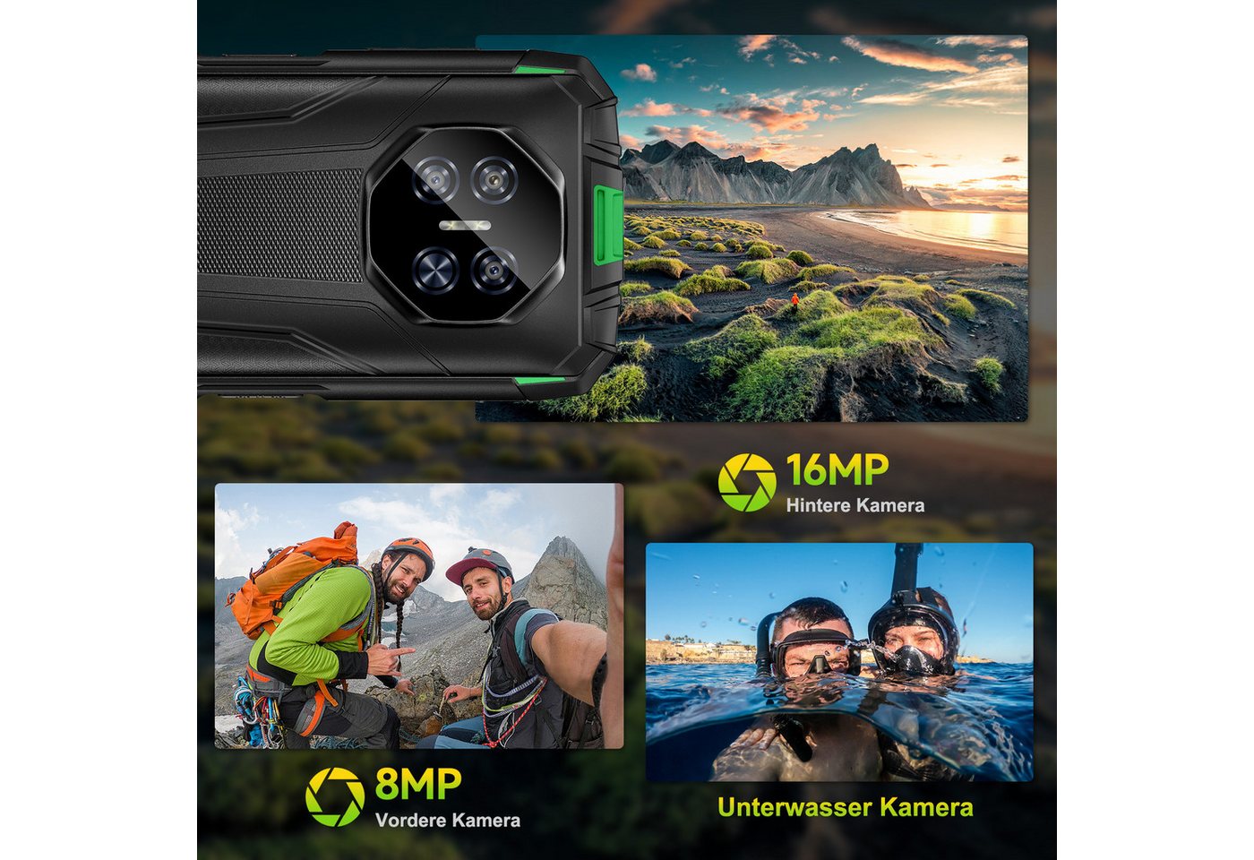 DOOGEE Fire 3 Pro 16GB RAM+128GB ROM Android 15 Outdoor Smartphone (13,96 cm/5.5 Zoll, 128 GB Speicherplatz, 16 MP Kamera, 5,5'' Display, IP68/IP69, 16MP Kamera – Bild 5 von 5