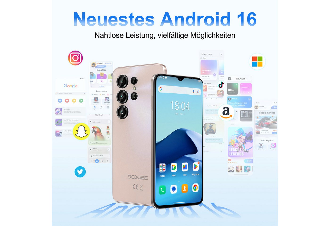 DOOGEE NOTE 56X 24GB RAM+64GB RAM Handy Ohne Vertrag Android 16 Smartphone (16,66 cm/6.56 Zoll, 64 GB Speicherplatz, 8 MP Kamera, 6.56" HD+ 90Hz, 8MP+5MP, 6150m – Bild 2 von 5