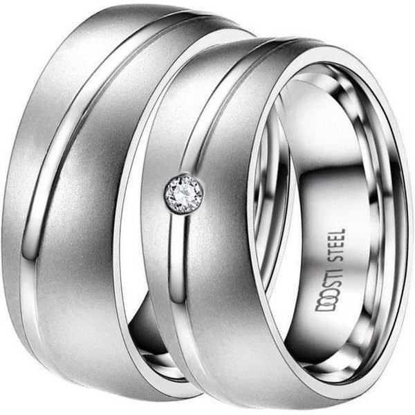 DOOSTI Trauring Schmuck Geschenk Edelstahl Trauring Ehering Partnerring LIEBE, Made in Germany - wahlweise mit oder ohne Zirkonia