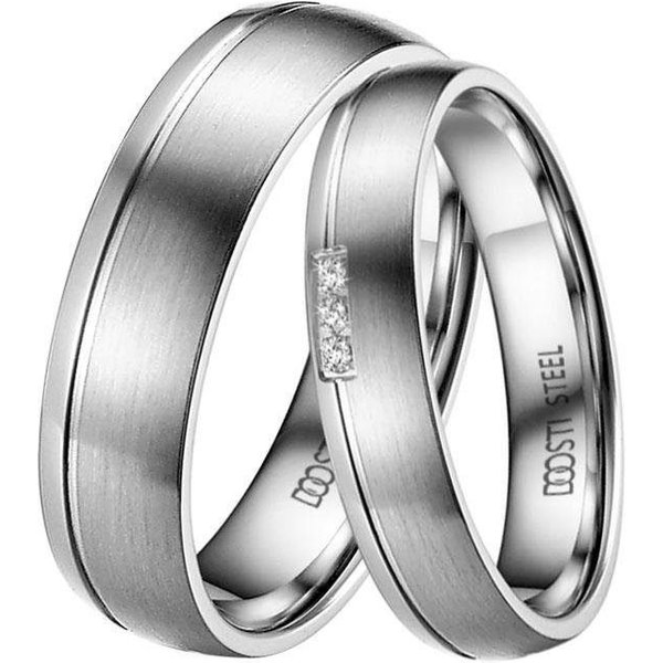 DOOSTI Trauring Schmuck Geschenk Edelstahl Trauring Ehering Partnerring LIEBE, Made in Germany, wahlweise mit oder ohne Zirkonia