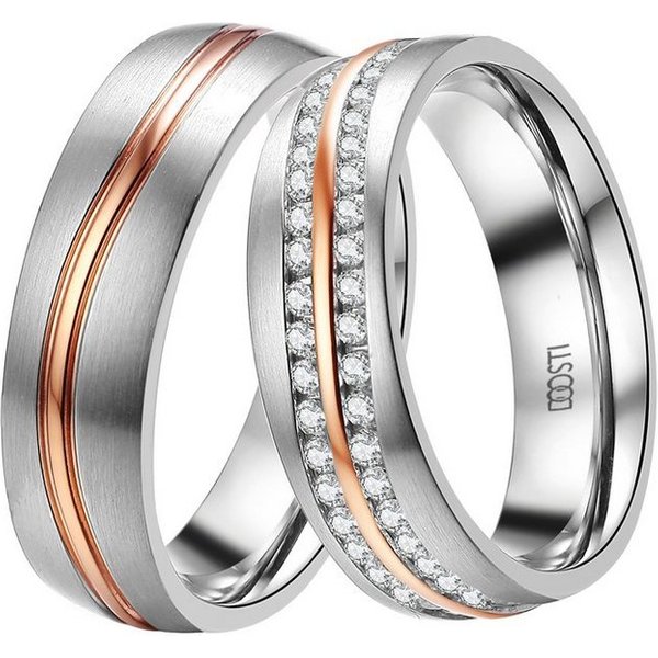 DOOSTI Trauring Schmuck Geschenk Edelstahl Trauring Ehering Partnerring LIEBE, wahlweise mit oder ohne Zirkonia