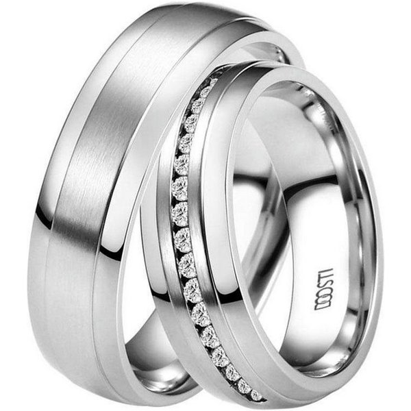 DOOSTI Trauring Schmuck Geschenk Edelstahl Trauring Ehering Partnerring LIEBE, Made in Germany - wahlweise mit oder ohne Zirkonia
