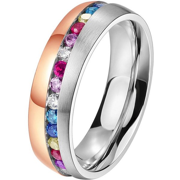 DOOSTI Trauring Schmuck Geschenk Edelstahl Trauring Ehering Partnerring LIEBE, wahlweise mit oder ohne Zirkonia
