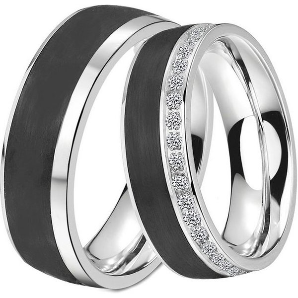 DOOSTI Trauring Schmuck Geschenk Edelstahl Trauring Ehering Partnerring LIEBE, wahlweise mit oder ohne Zirkonia