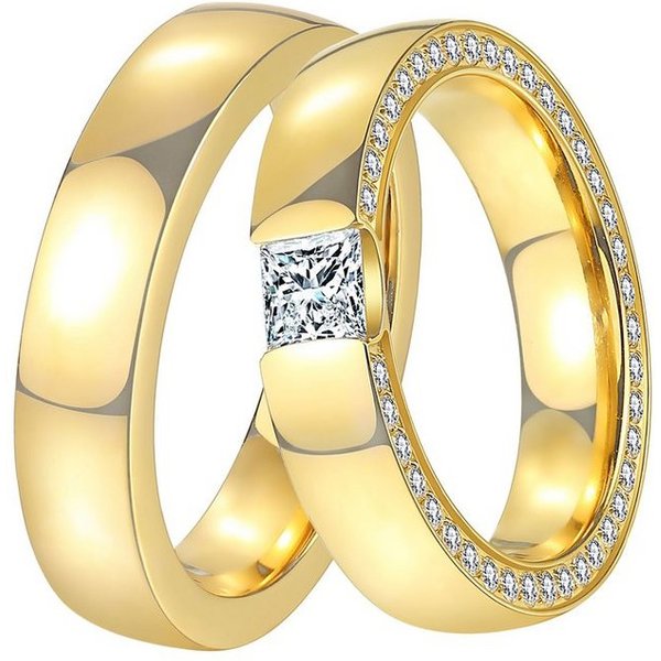 DOOSTI Trauring Schmuck Geschenk Edelstahl Trauring Ehering Partnerring LIEBE, wahlweise mit oder ohne Zirkonia