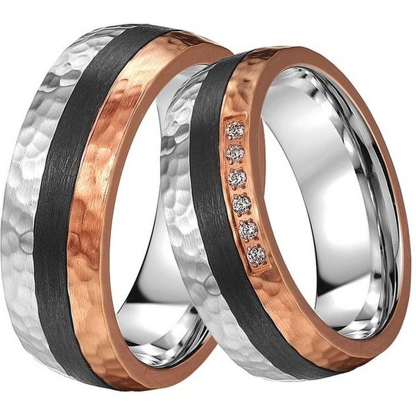 DOOSTI Trauring Schmuck Geschenk Edelstahl Trauring Ehering Partnerring LIEBE, wahlweise mit oder ohne Zirkonia