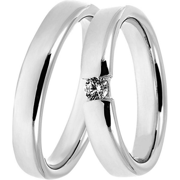 DOOSTI Trauring Schmuck Geschenk Silber 925 Trauring Ehering Partnerring LIEBE, Made in Germany - wahlweise mit oder ohne Zirkonia