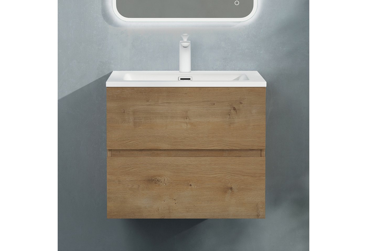 doporro Badmöbel-Set Badezimmermöbel Badezimmer Waschbecken Waschtisch Spiegel Aqualis – Bild 2 von 5