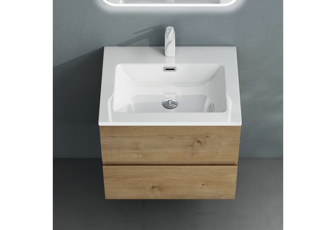 doporro Badmöbel-Set Badezimmermöbel Badezimmer Waschbecken Waschtisch Spiegel Aqualis – Bild 3 von 5
