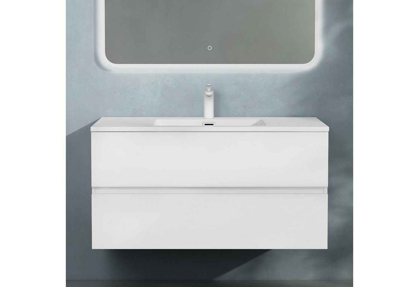 doporro Badmöbel-Set Badezimmermöbel Badezimmer Waschbecken Waschtisch Spiegel Aqualis – Bild 2 von 5