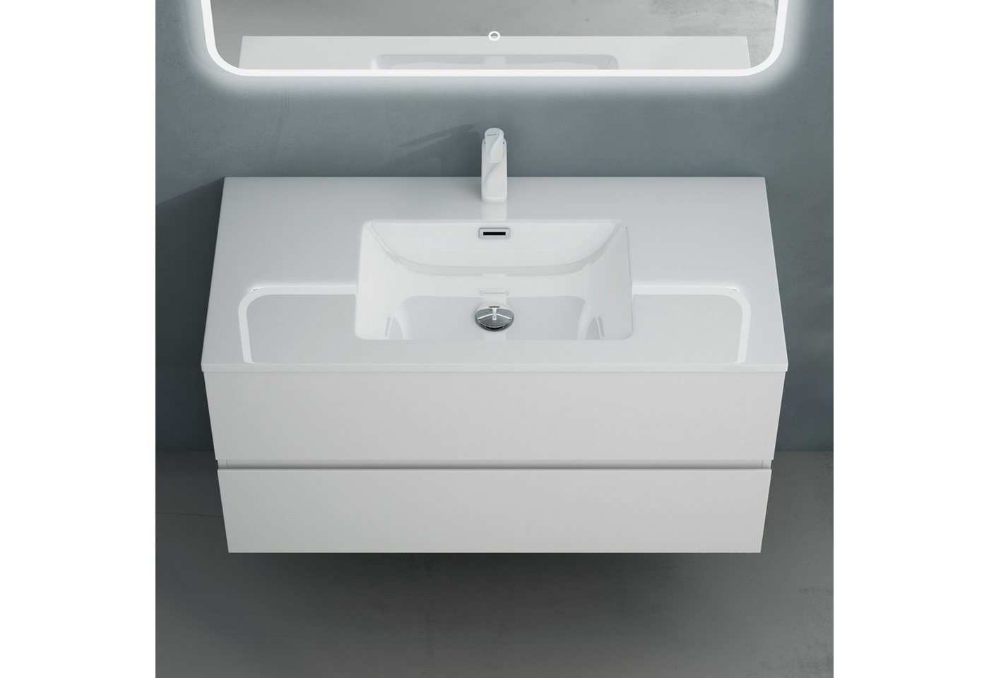 doporro Badmöbel-Set Badezimmermöbel Badezimmer Waschbecken Waschtisch Spiegel Aqualis – Bild 4 von 5