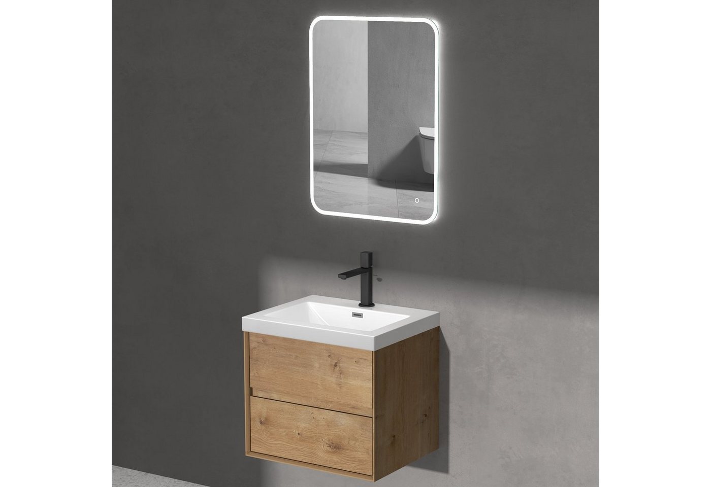 doporro Badmöbel-Set Badmöbel Set Badezimmermöbel Badezimmer Mineraguss Waschbecken Rimo – Bild 2 von 5