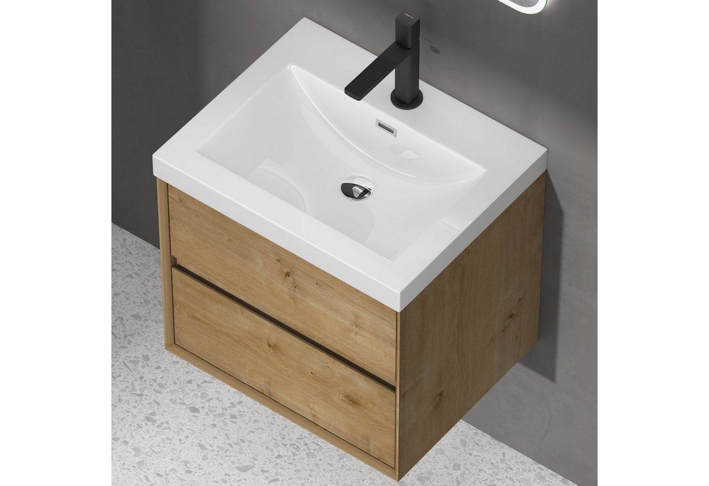 doporro Badmöbel-Set Badmöbel Set Badezimmermöbel Badezimmer Mineraguss Waschbecken Rimo – Bild 5 von 5
