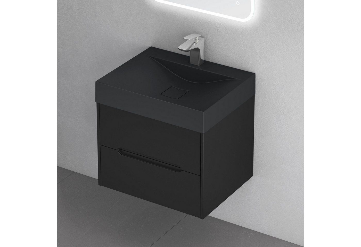 doporro Badmöbel-Set Badschrank Waschtisch 2 Schubladen mit Softclose Funktion aus MDF Yoga, MDF-Platten, Soft-close Funktion – Bild 3 von 5