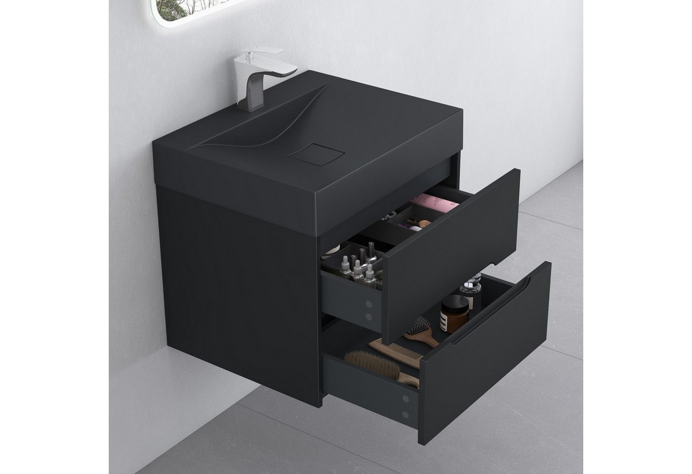 doporro Badmöbel-Set Badschrank Waschtisch 2 Schubladen mit Softclose Funktion aus MDF Yoga, MDF-Platten, Soft-close Funktion – Bild 5 von 5