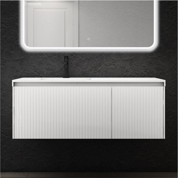 doporro Badmöbel-Set Waschtisch mit unterschrank Badmöbel 120x50x46cm große Schublade Santa, mit hochwertigen lackierten E1 MDF-Platten