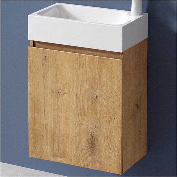 doporro Badmöbel-Set Waschtisch mit Unterschrank Soft-Close 46cm Breite Wandmontage Pisa02, Holzbeschichtung