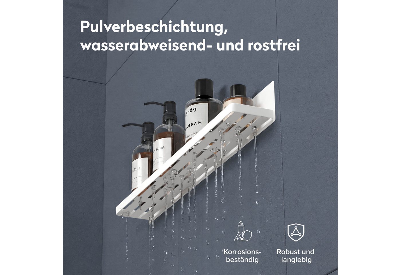 doporro Duschablage Duschregal Badezimmerablage 60cm magnetisch aus Carbonstahl Reglo-01, Magnetisch, Pulverbeschichtung – Bild 2 von 5