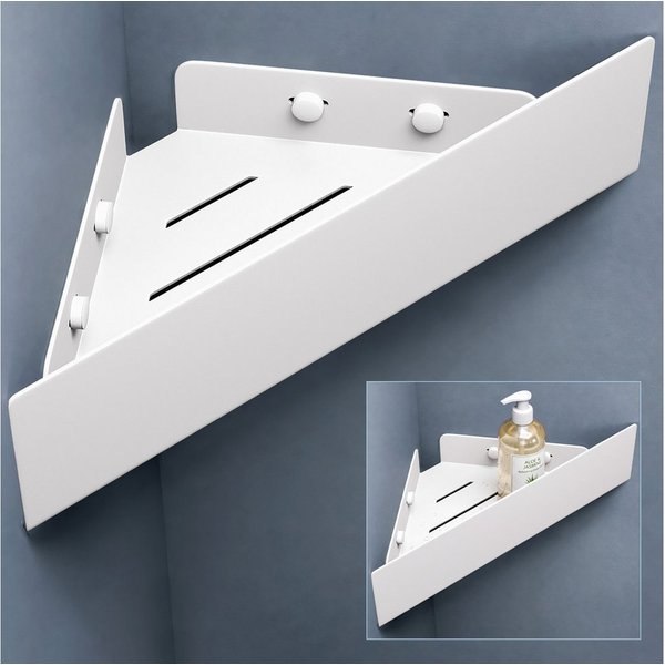 doporro Duschablage Duschregal Eckregal dreieckig aus Kohlenstoffstahl Reglo-07, Dreieckig, Offenes, gebogenes Design