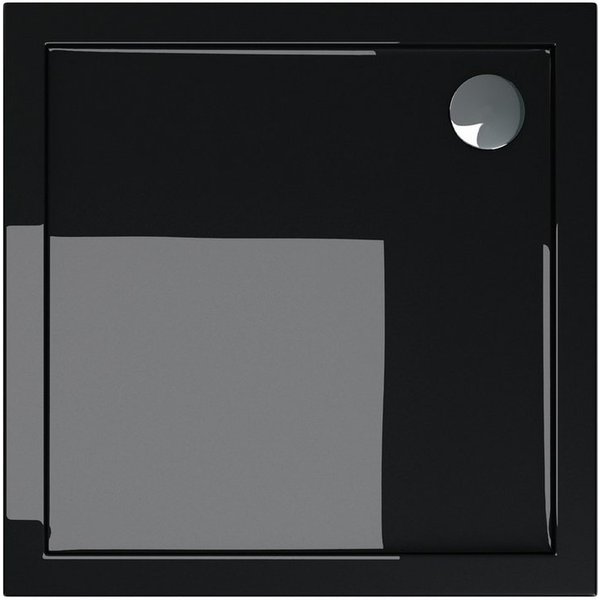 doporro Duschwanne Duschtasse aus Acryl Flach Quadratisch DIN-Anschlüsse Faro1, Quadratusch ohne Ablaufgarnitur, Acryl, weiß/schwarz, 70-100cmx70-100cm