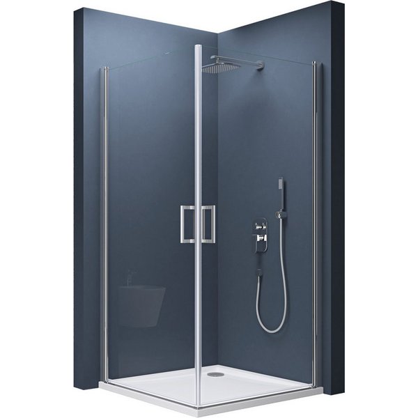 doporro Eckdusche Duschkabine 20mm Verstellbereich mit ESG-Glas Nano-Beschichtung Rav24, BxT: 75x70 cm, Einscheibensicherheitsglas