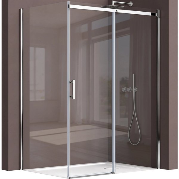 doporro Eckdusche Duschkabine Duschabtrennung 8mm ESG mit Nano-Beschichtung H:195cm R18, BxT: 100x70 cm, Einscheibensicherheitsglas, ohne oder mit duschtasse